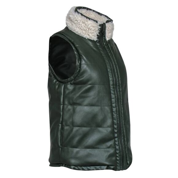 Tuckernuck Leather And Shearling Green Reversible Beckham Vest Size XS - Picture 1 of 4